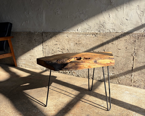 送料無料】樫のローテーブル / 一枚板 / アイアン / テーブル / table