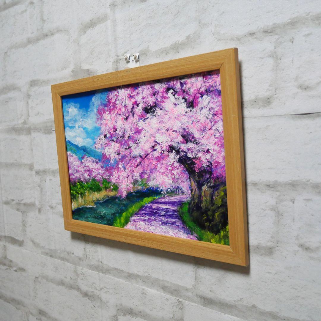 油絵 油彩 絵 絵画【Çherry blossom road】
