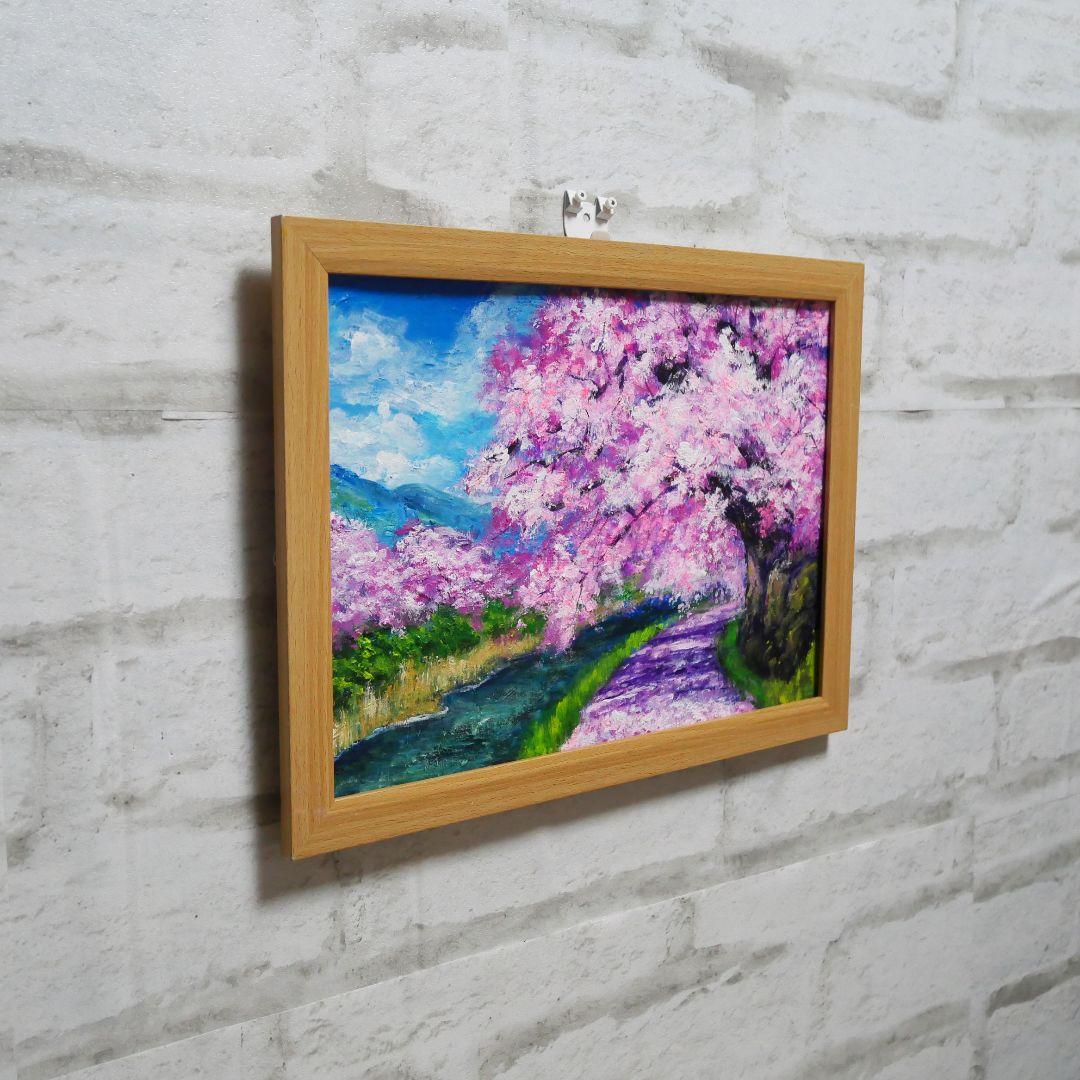 油絵 油彩 絵 絵画【Çherry blossom road】