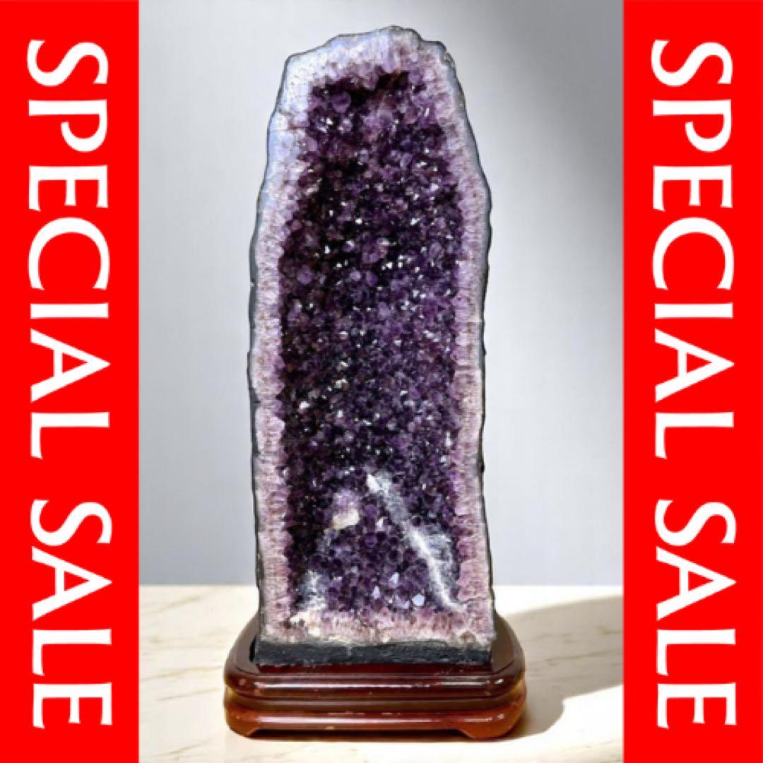 稀少鉱物 カコクセナイト内包（レインボー発色）アメジストドーム 約60cm トライゴーニック✨ レインボー カコクセナイト内包 アメジスト 原石