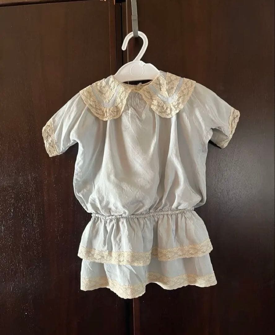 【アンティーク】ドール用ドレス▪️シルク▪️65cm位のアンティークドールに 奉仕品 アンティークドール ヴィオレッタパープル メイド お人形